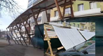 В Гродно на машину упал строительный забор. Владелец обратился в прокуратуру