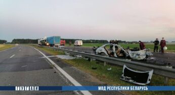 Ночью под Скиделем Mercedes столкнулся с фурой и загорелся. Трое погибли на месте