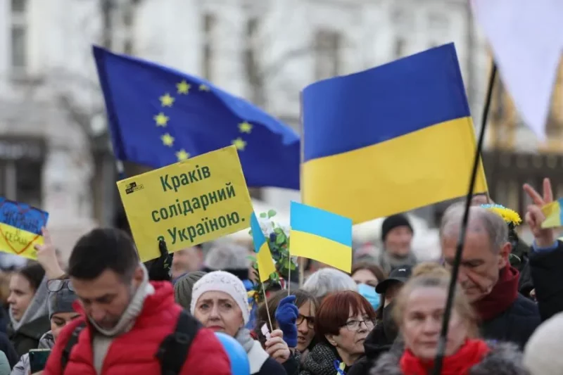 Акция в поддержку Украины в Кракове. Fot. Bogusław Świerzowski / kraków.pl