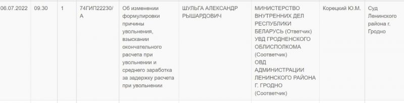 Милиционер судится с МВД о причинах увольнения. Скриншот Hrodna.life