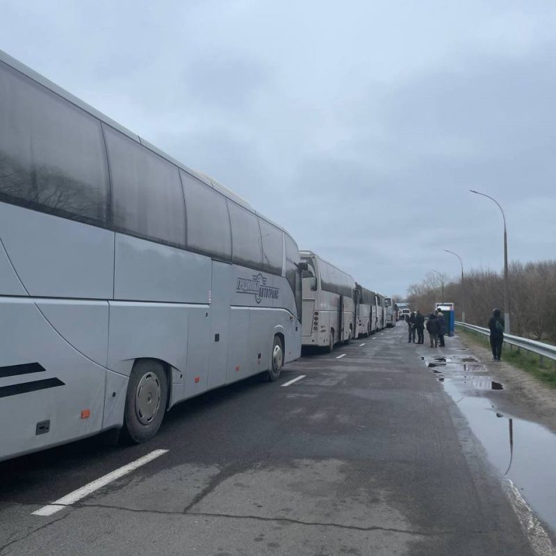 Очередь из автобусов в Бресте