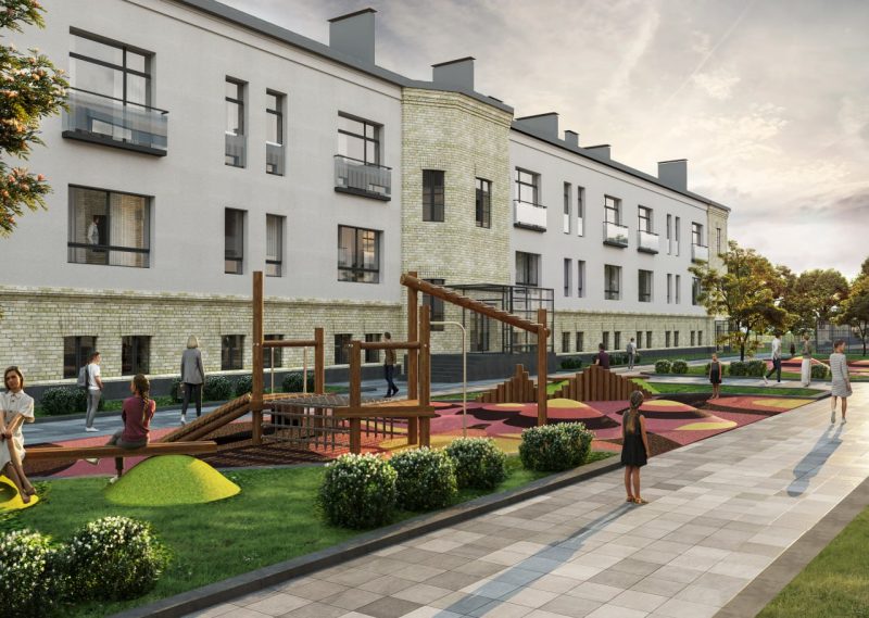 Казармы на Щорса после реконструкции станут клубными домами. Что это такое? Внутренний двор клубного комплекса