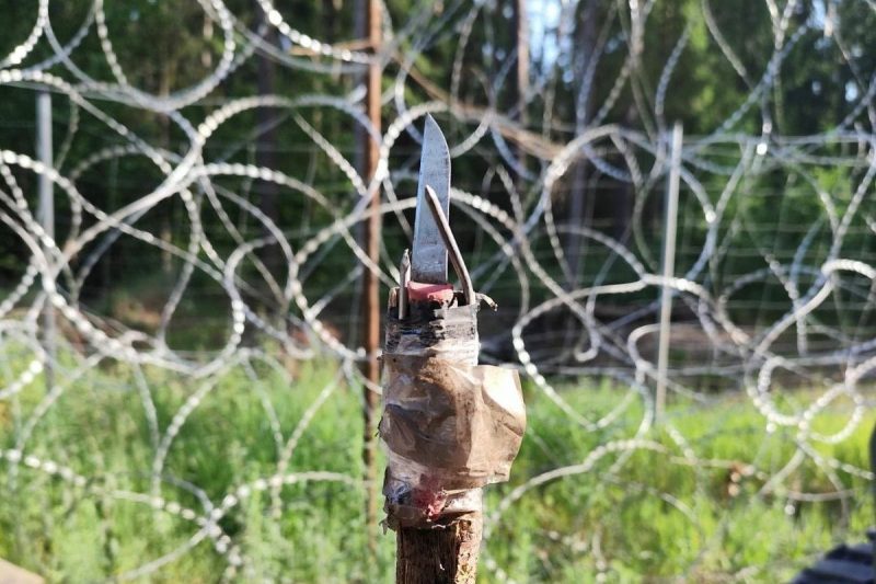 На границе с Беларусью мигранты ранили польского солдата ножом на палке Нож, которым ранили пограничника. Фото: пресс-служба Подляского отделения Пограничной службы Польши