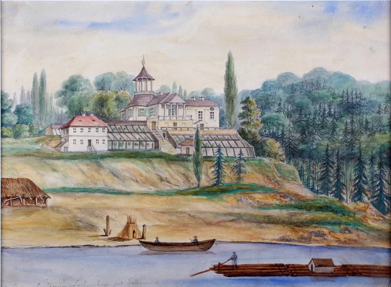 Усадьба в Понемуни в 1861-1877 годах на рисунке Наполеона Орды. Источник: commons.wikimedia.org