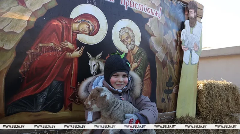 Живой вертеп возле Коложской церкви в Гродно. Фото: БелТА