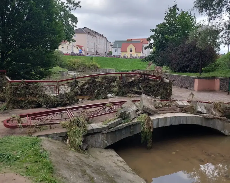Последствия ливня 1 августа 2026 года в Гродно. Фото: Threads
