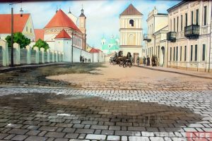 У двары гандлёвага цэнтра ABC з'явіўся вялікі малюнак з відамі старога Гродна У двары гандлёвага цэнтра ABC з'явіўся вялікі малюнак з відамі старога Гродна