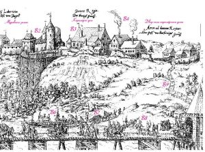 Гродна на гравюры Ганса Адэльгаўзера і Маціяса Цюндта