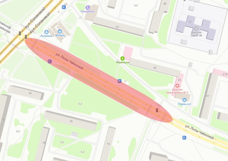 У Гродне закрываецца рух на ўчастку вуліцы Лізы Чайкінай Забарона руху па па вул. Соламавай