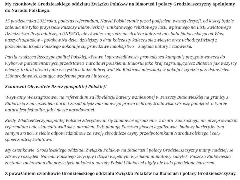 list do polaków