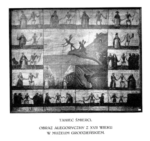 Алегарычны абраз “Танец смерці”. Крыніца: Muzeum w Grodnie: sprawozdanie z czynności za rok 1923