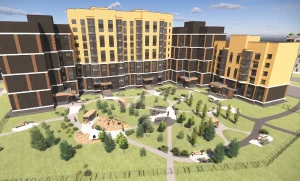 Стала вядома, колькі будзе каштаваць кватэра ў новым мікрараёне «Вясенні» Рэндар першага дому ў мікрараёне "Вясенні". Крыніца: "Гроднажылбуд"