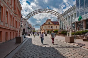 «Будзе капаць на галовы» — што гродзенцы думаюць пра новыя кветкавыя аркі на Савецкай Кветкавыя аркі на Савецкай. Фота: Аляксандр Архіпаў у Facebook