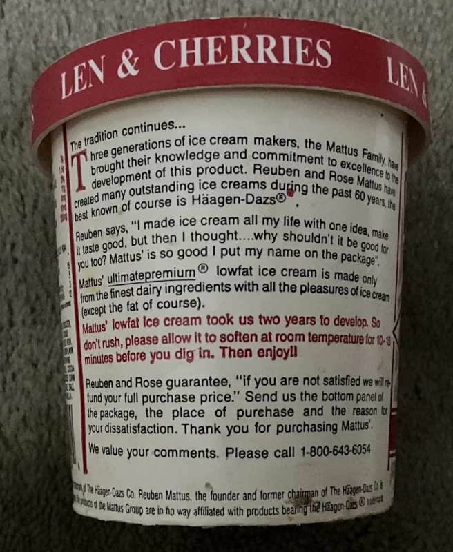 марожанае mattus ад заснавальніка брэнда Häagen-Dazs