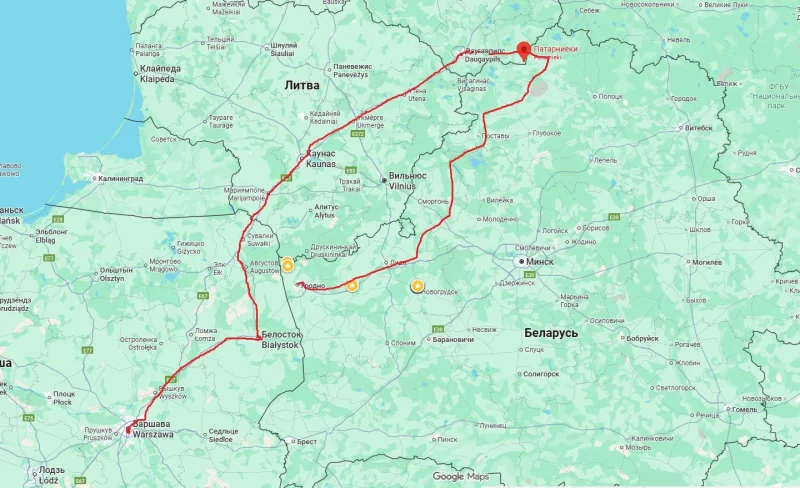 З Гродна ў Варшаву праз Латвію: вось як прыкладна будзе выглядаць паездка З Гродна ў Варшаву праз Латвію: вось як прыкладна будзе выглядаць паездка